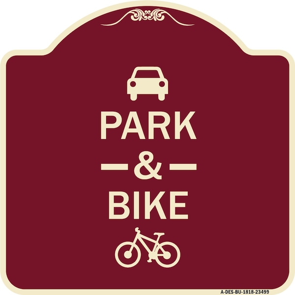 Park & Ride With Bicycle Graphic Heavy-Gauge Aluminum Architectural Sign, 18" x 18", BU-1818-23499